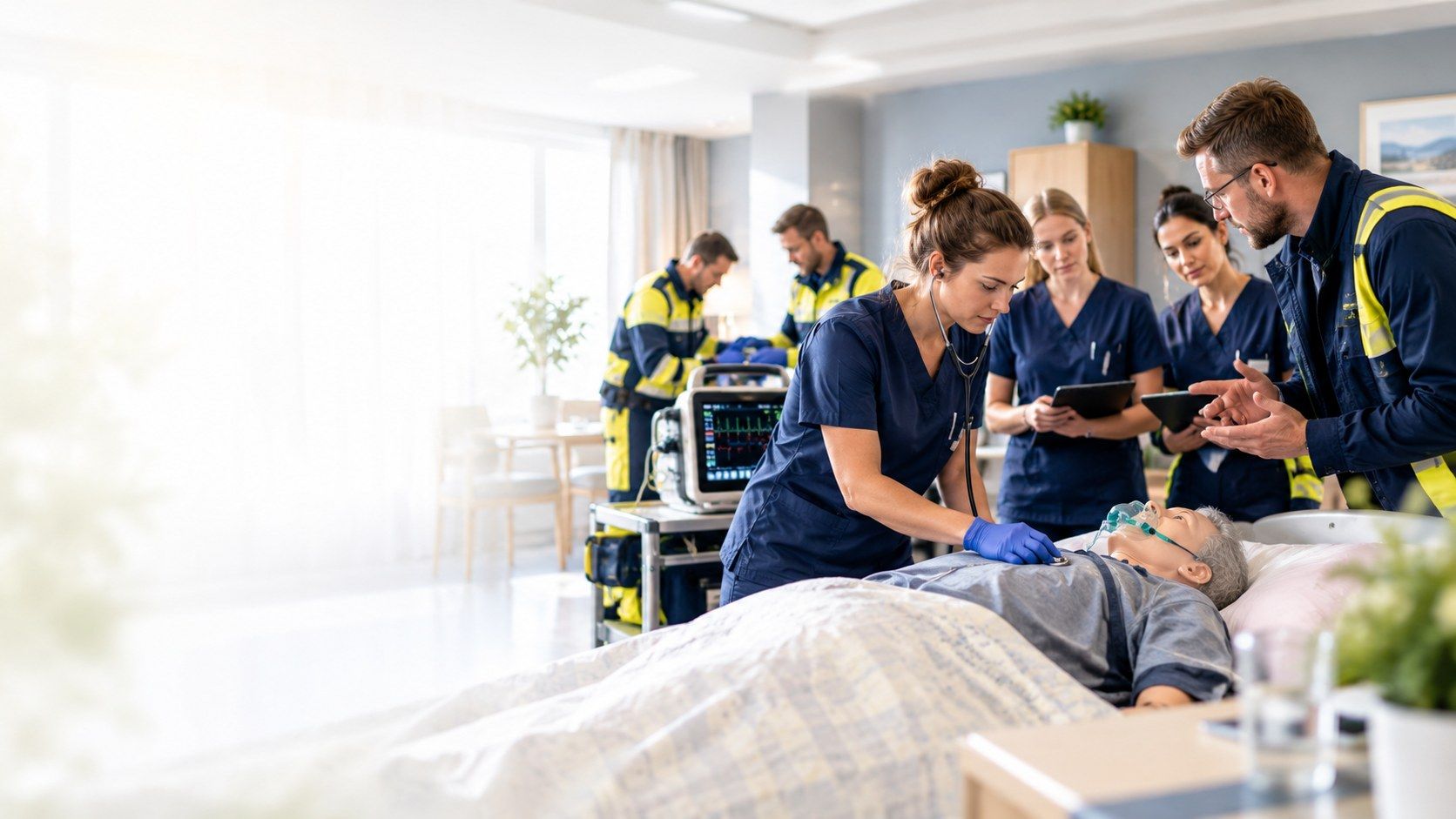 Notfallsanitäter-Auszubildende im Simulationsraum des ProMedic-Bildungszentrums